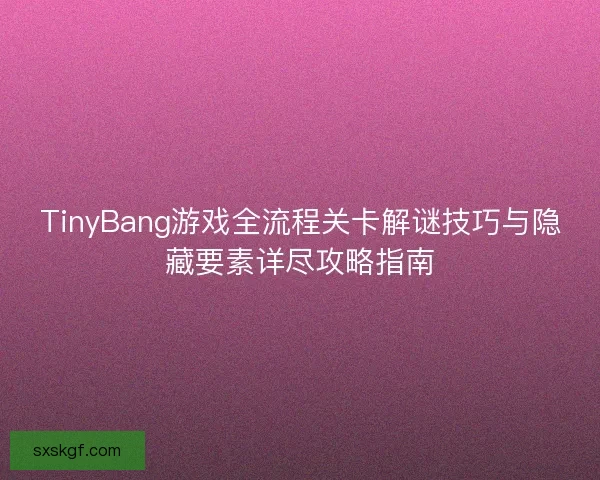 TinyBang游戏全流程关卡解谜技巧与隐藏要素详尽攻略指南